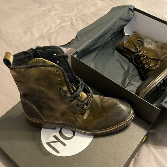 Bronze/Brown/Black Italian Leather Combat Boots - Ladies size 40 / US 9.5 - Picture 11 of 11